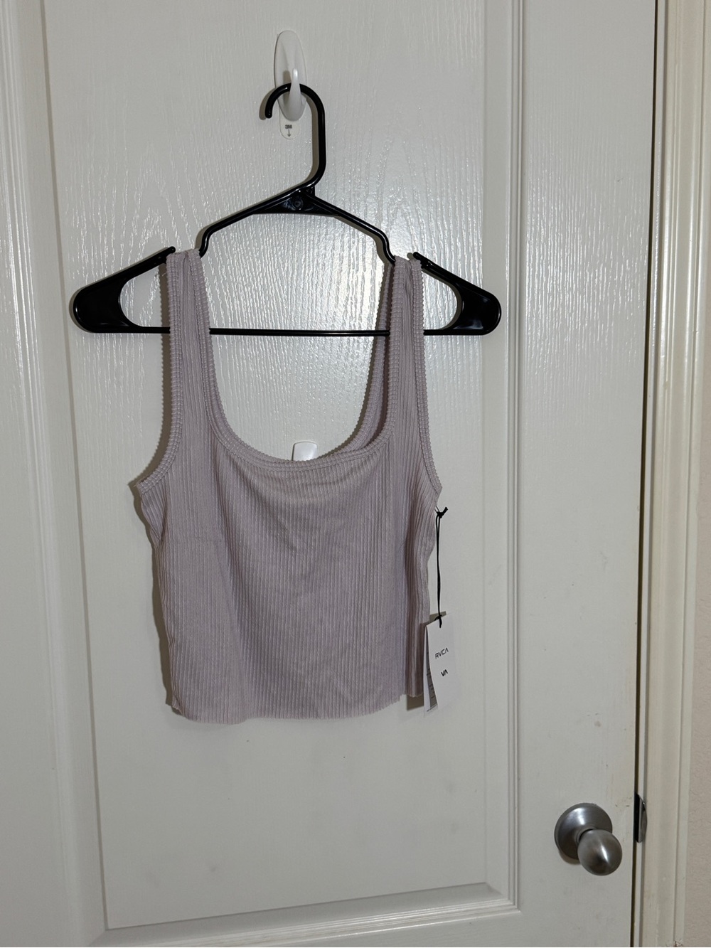 RVCA Ribbed Knit Cropped Cami Tank Top Large Pastel Lavender Basic S